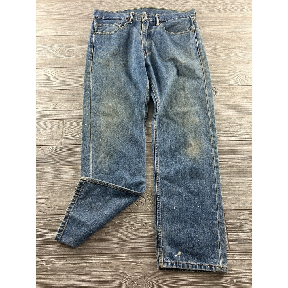 Levis 505 Mens Medium Wash Straight Blue Classic Jeans Size 34×30
